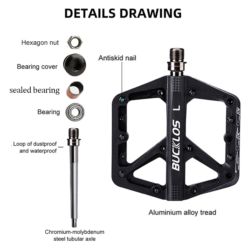 BUCKLOS Bicycle Flat Pedals DU - Pedal Platform Flat ulasan dan harga